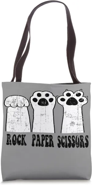 Rock paper scissors Shirt Funny Paw Rock paper scissors Cat Tote Bag