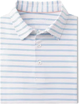 Rouen Men's Polo Shirts Short Sleeve Dry Fit Performance Wicking Moisture Causal Striped Collared Golf Shirts for Men
