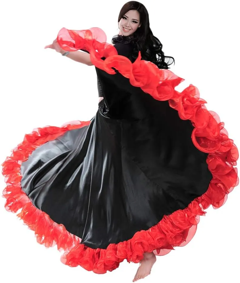ROYAL SMEELA Belly Dance Skirt for Women Belly Dancing Costume Flamenco Maxi Full Tribal ATS 25 Yard Skirts 720 Degree Satin