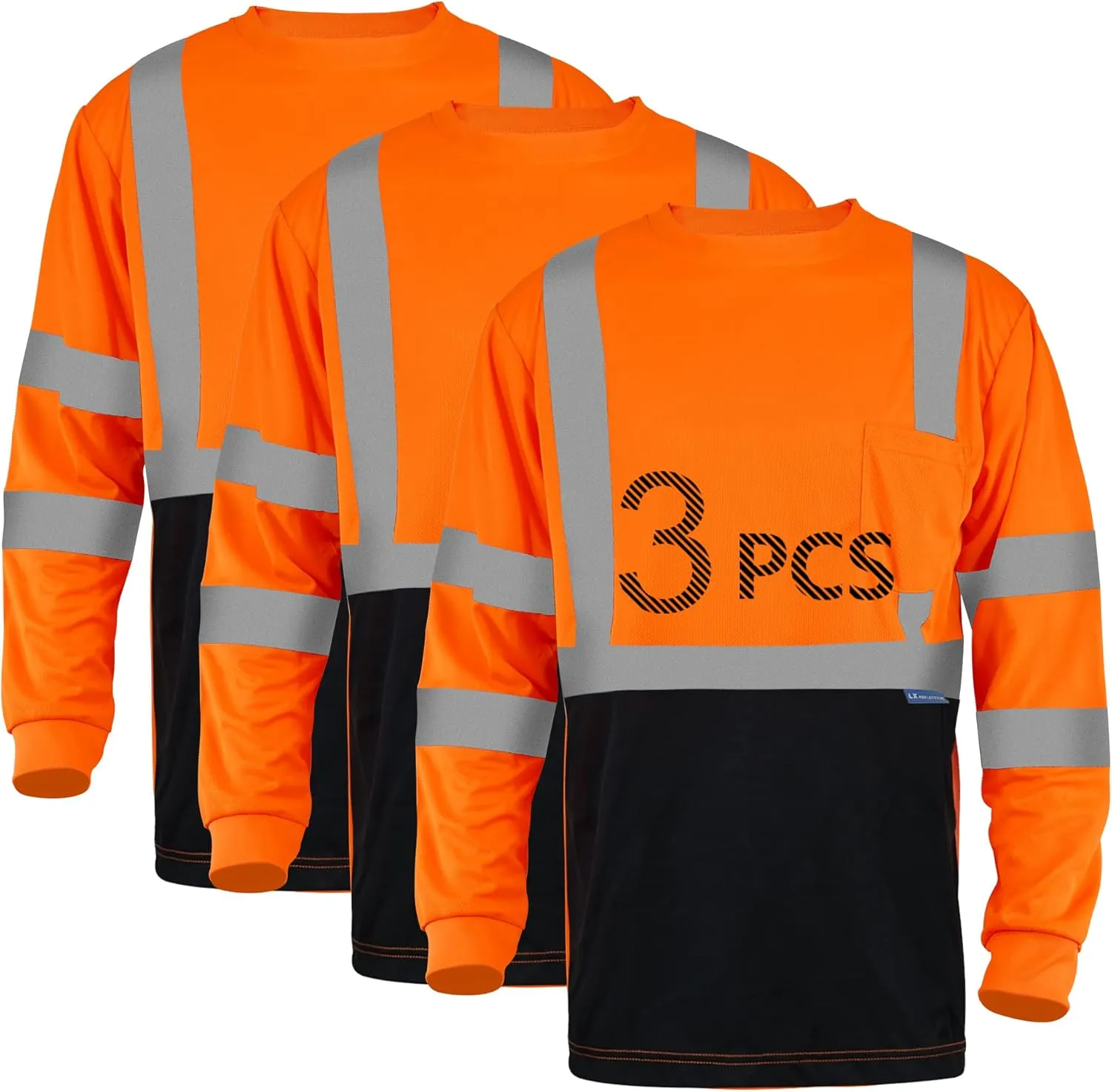 Safety Shirt Long Sleeve High Visibility Reflective Breathable T Shirt for Work Warehouse Construction Class 3