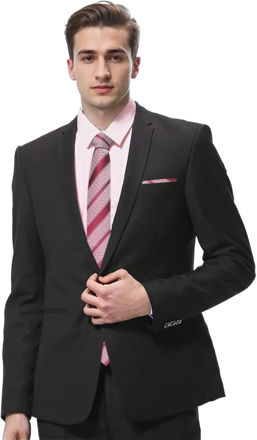 SANGTREE Mens Dress Shirt and Tie Set, Long Sleeve Button Down Shirt with Matching Tie and Handkerchief