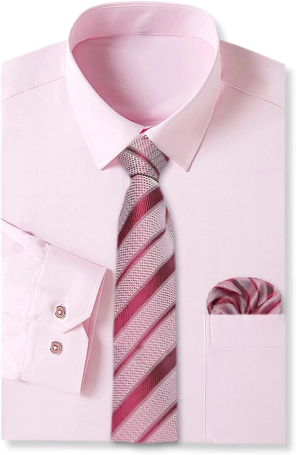 SANGTREE Mens Dress Shirt and Tie Set, Long Sleeve Button Down Shirt with Matching Tie and Handkerchief