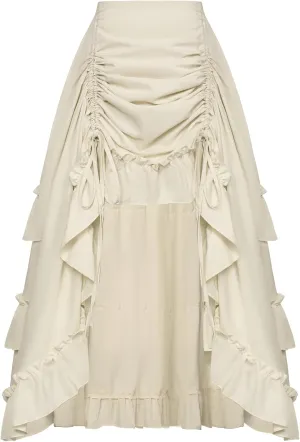 Scarlet Darkness Women's 2024 Summer Skirt Gothic Steampunk Skirt Victorian High-Low Bustle Skirt