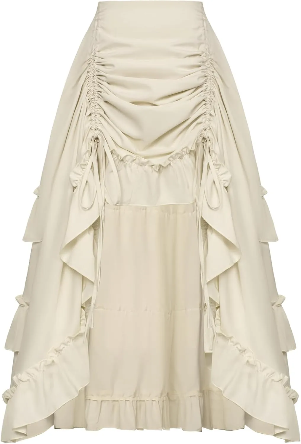 Scarlet Darkness Women's 2024 Summer Skirt Gothic Steampunk Skirt Victorian High-Low Bustle Skirt