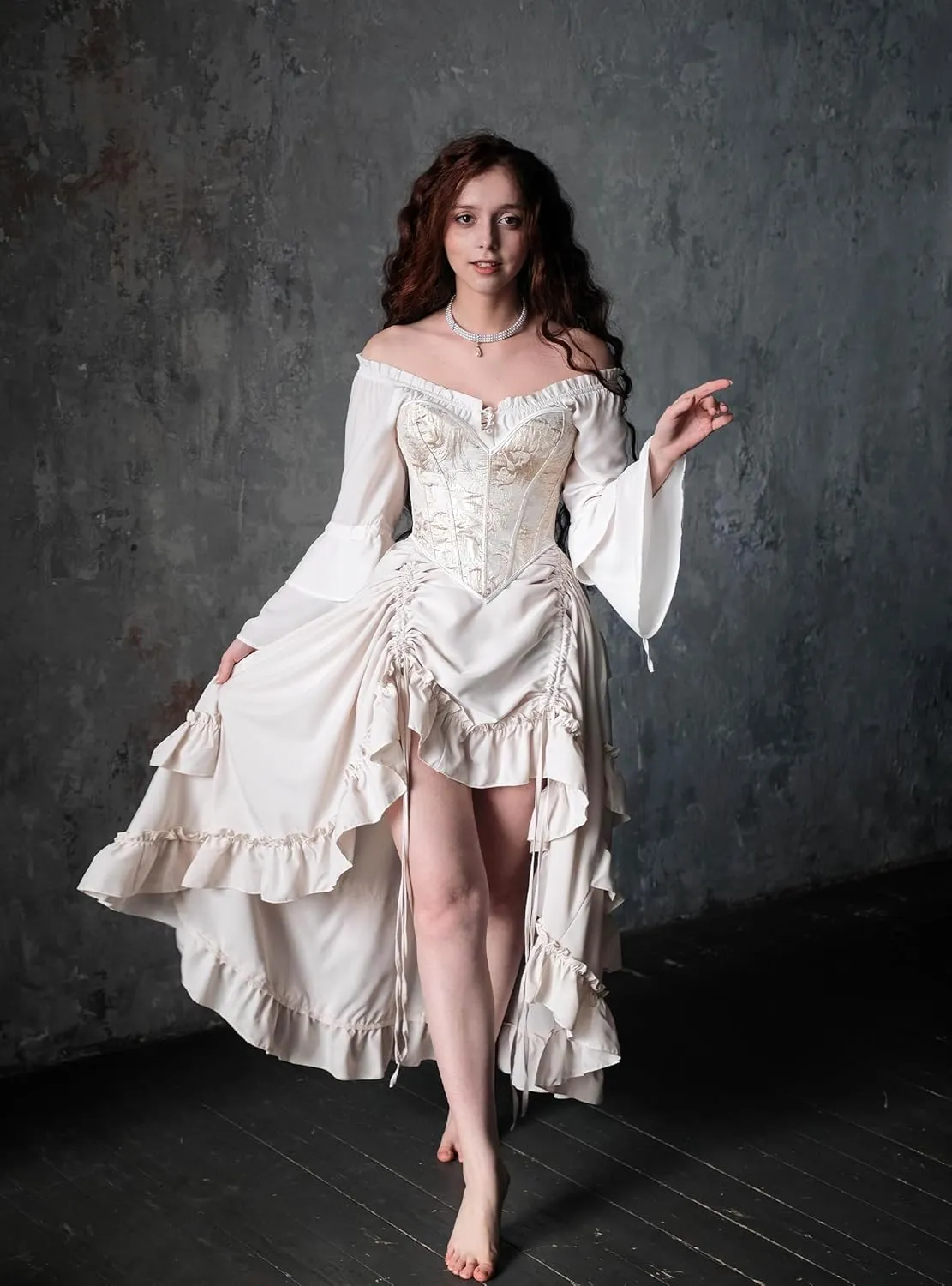 Scarlet Darkness Women's 2024 Summer Skirt Gothic Steampunk Skirt Victorian High-Low Bustle Skirt
