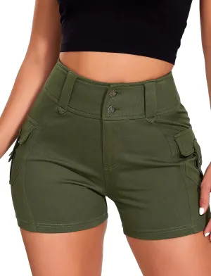 SEASUM Women Cargo Jeans Shorts High Wasited Cut Off Shorts Casual Summer tretchy Utility Mini Y2K Shorts with Pocket