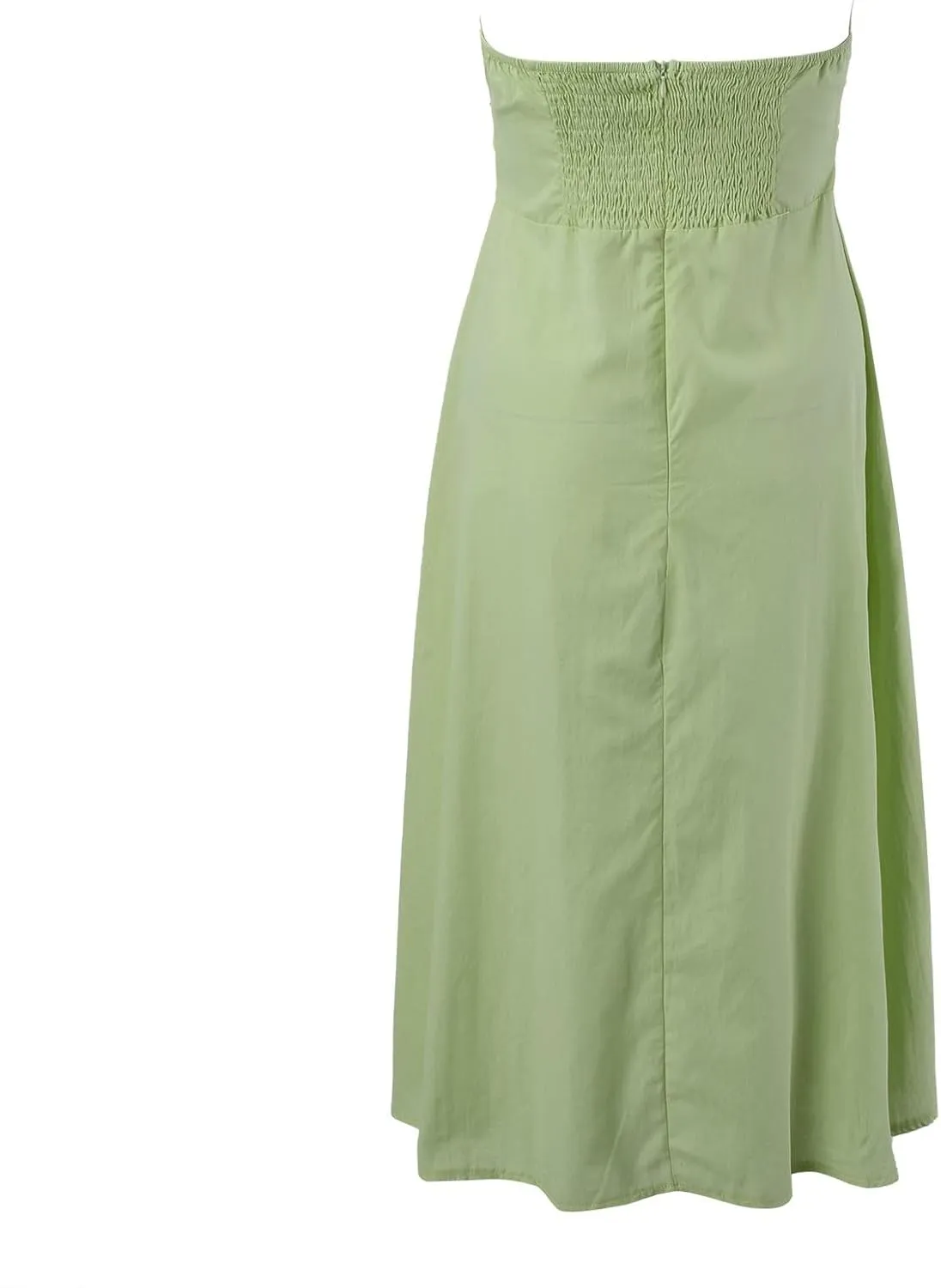 Sexy Front Strapless Sweetheart Neckline Midi Dresses for Women Smocked Cutout Tube Linen Dress Summer Dress Knee