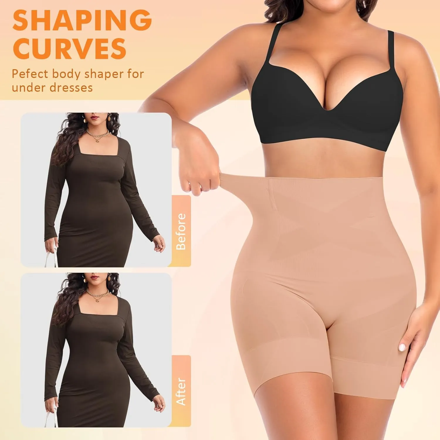Shapewear Shorts for Women Tummy Control High Waist Shaping Shorts Body Shaper Panties Underwear Slip Shorts Under Dresses