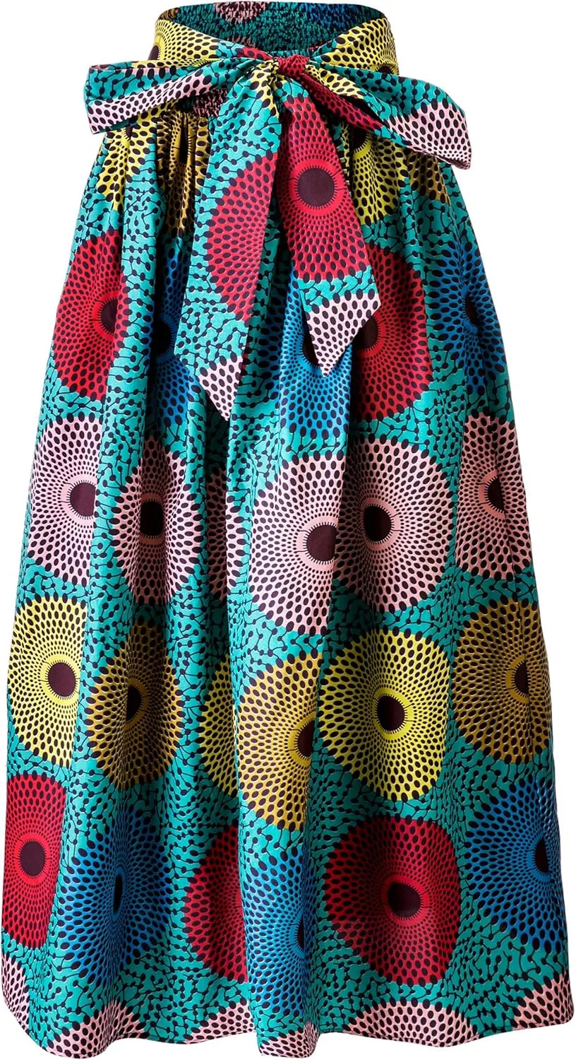 SHENBOLEN Women African Print Skirt Ankara Maxi Skirt Dashiki Skirt