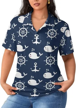 Short Sleeve Polo Shirt for Women Casual Golf Outfits Tennis T Shirt Button Down Collared Athletic Tops