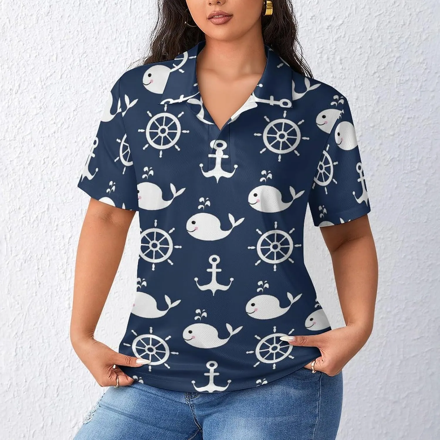 Short Sleeve Polo Shirt for Women Casual Golf Outfits Tennis T Shirt Button Down Collared Athletic Tops
