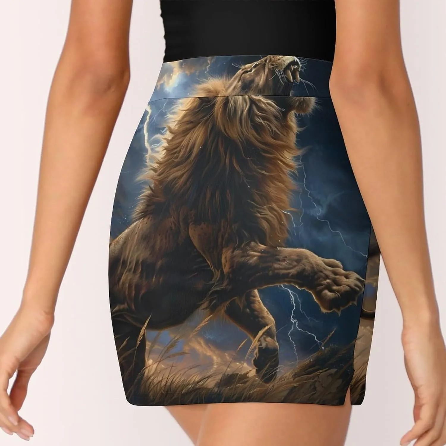 Shouting Lightning Lion Women's Skort Athletic Skirt Golf Skorts A-line Skirts with Built-in Shorts Pockets