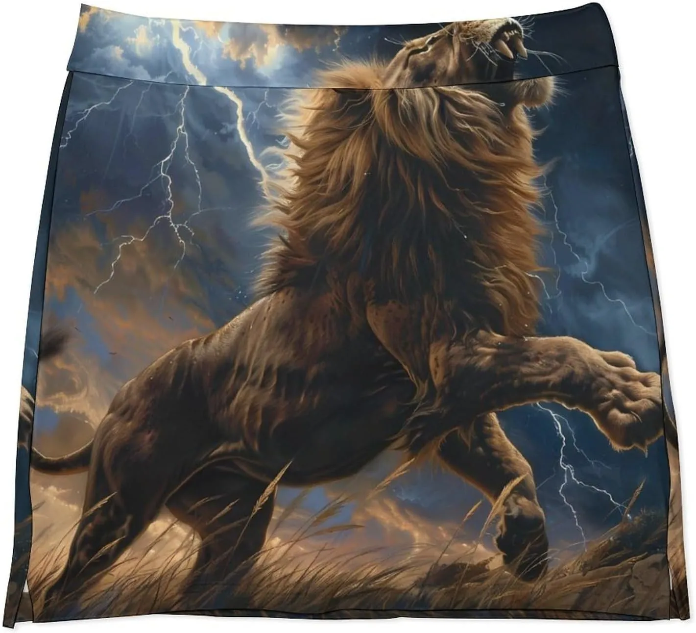 Shouting Lightning Lion Women's Skort Athletic Skirt Golf Skorts A-line Skirts with Built-in Shorts Pockets