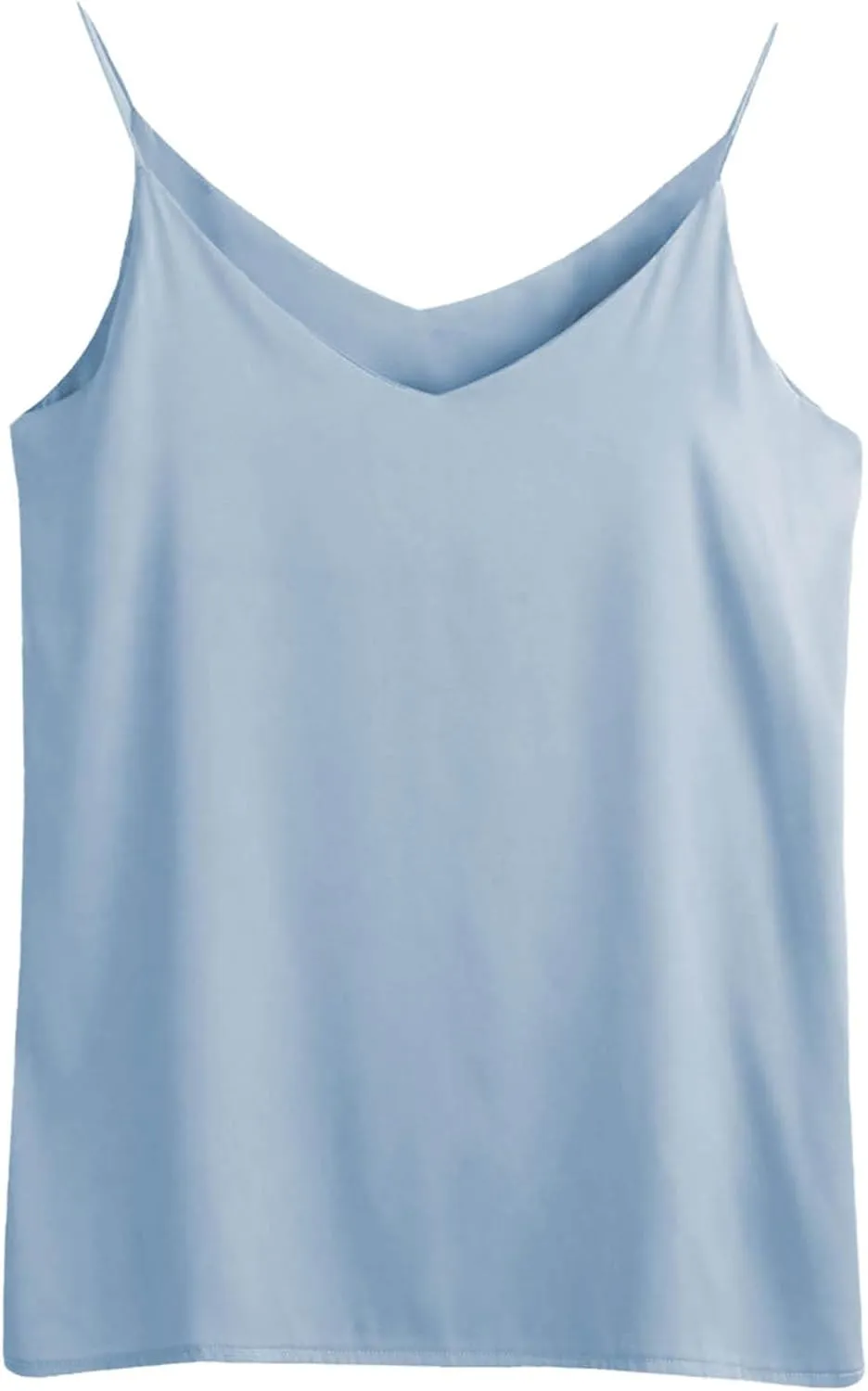 Silk Satin Tank Tops for Women V Neck Camisole Sleeveless Cami Tops Spaghetti Strap Dressy Casual Blouses Basic Tee