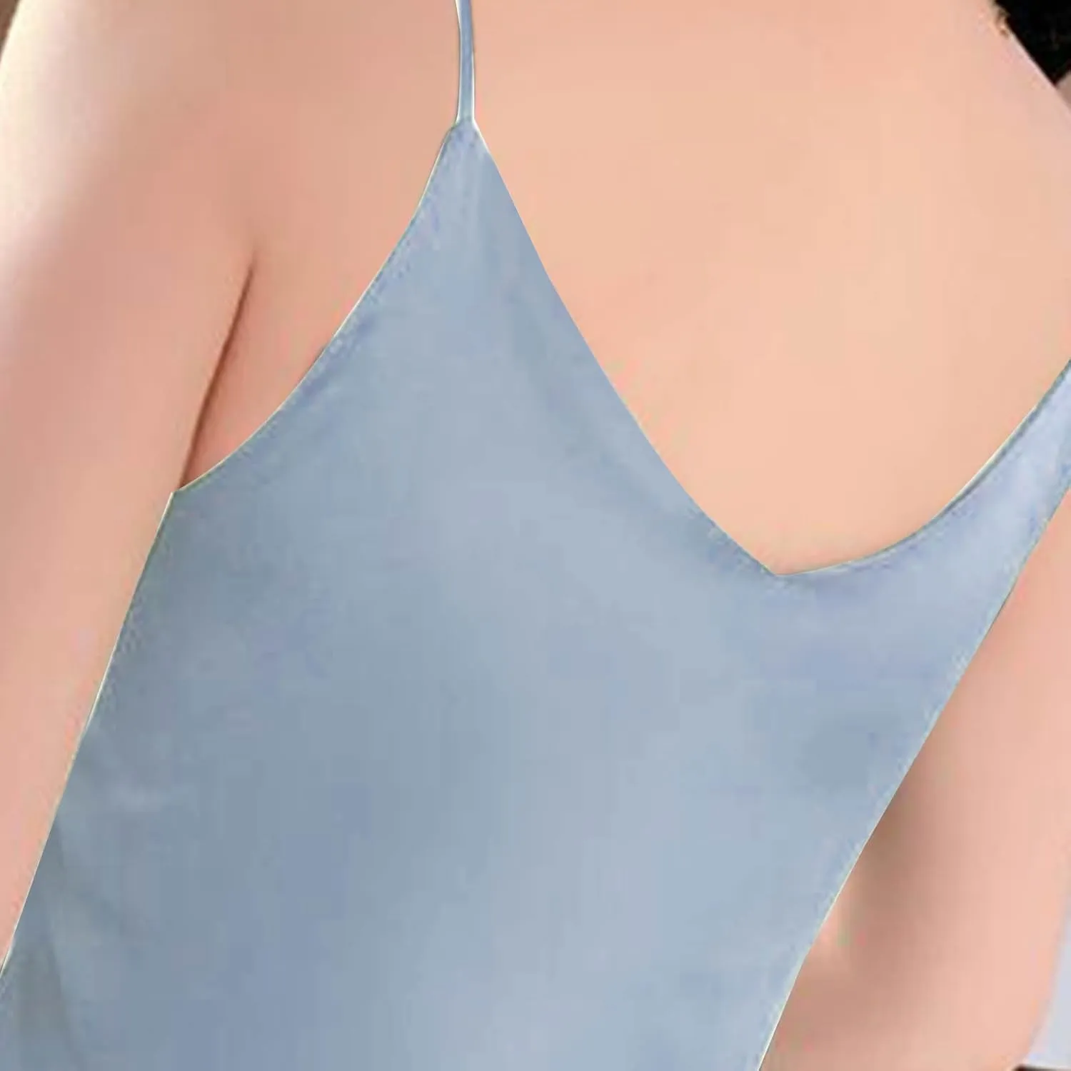 Silk Satin Tank Tops for Women V Neck Camisole Sleeveless Cami Tops Spaghetti Strap Dressy Casual Blouses Basic Tee