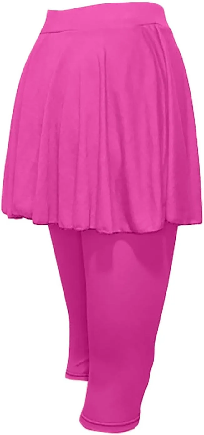 Skirted Leggings for Women 2025 Athletic Tennis Golf Skorts Capris Elastic Waist Workout Gym Yoga Legging with Skirt