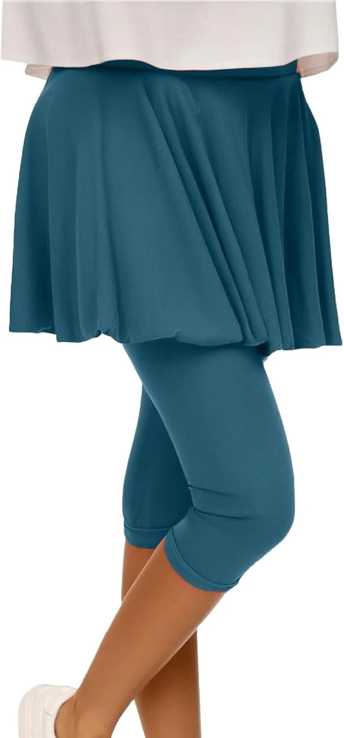 Skirted Leggings for Women 2025 Tennis Golf Skorts Capris Gym Tennis Yoga Legging with Skirts Sports Running Pickleball