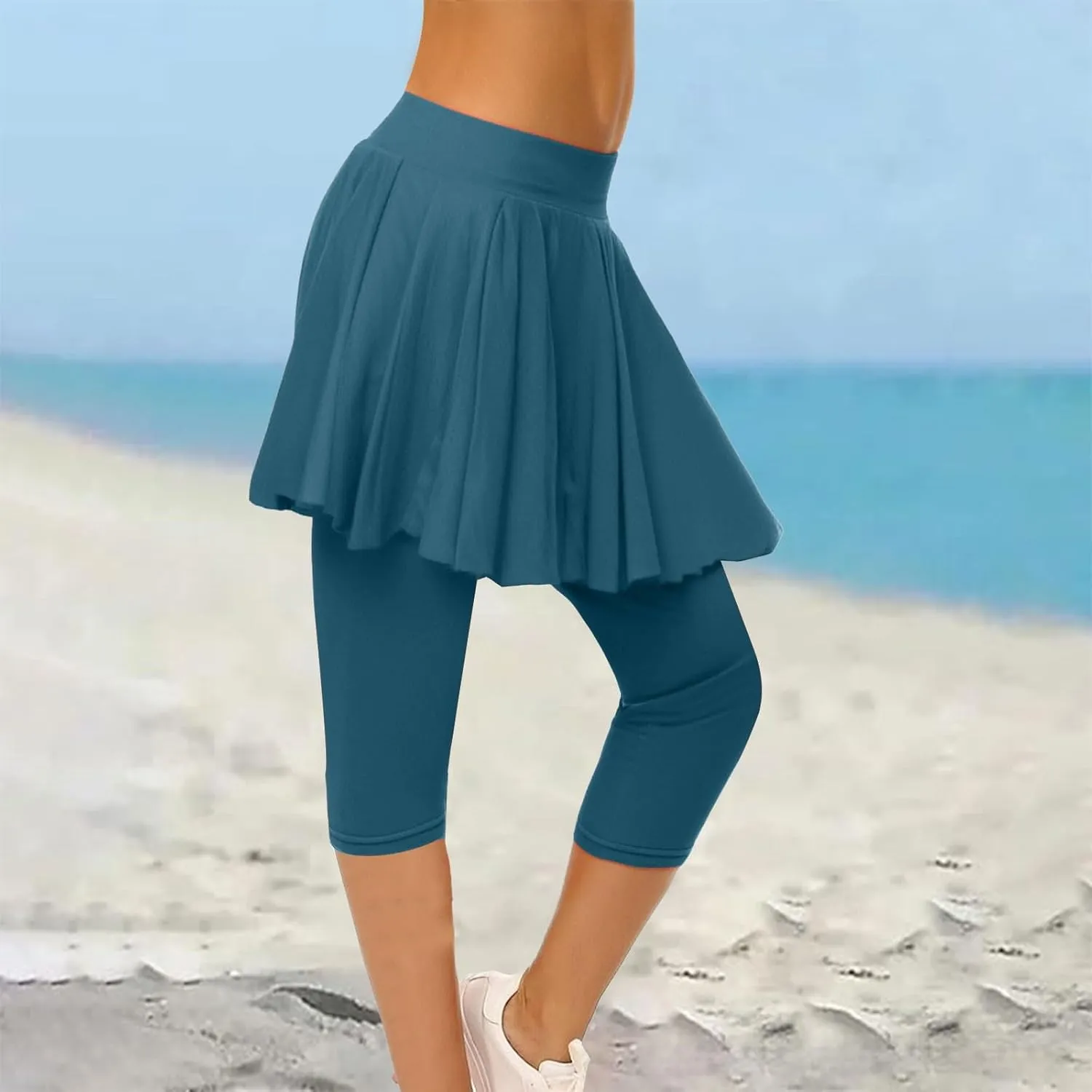 Skirted Leggings for Women 2025 Tennis Golf Skorts Capris Gym Tennis Yoga Legging with Skirts Sports Running Pickleball