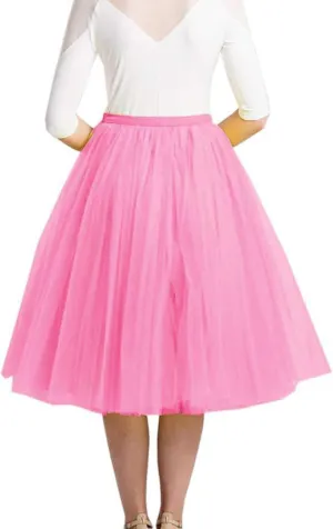 Skirts for Women 2025 Trendy Solid Mesh Skirt Knee Length Pleated Skirt Prom Party Performance Midi Skirt Fairy Skirt
