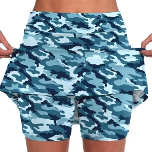 Skorts for Woman Athleisure Skirt with Pockets Camouflage Printed Mid Rise Skirts Tennis Tummy Control High Waisted