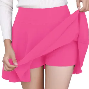 Skorts for Women-2025 Summer Casual Plus Size Solid Color Mini Skirt with Shorts Underneath