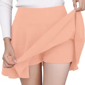 Skorts for Women-2025 Summer Casual Plus Size Solid Color Mini Skirt with Shorts Underneath