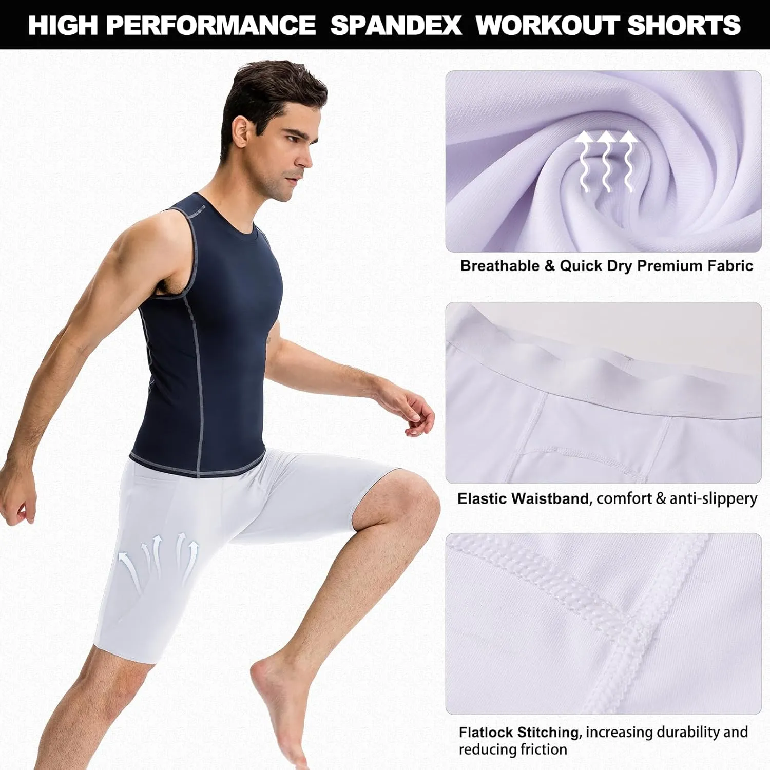 SPVISE Compression Shorts Men Spandex Sports Shorts Workout Running Gym Shorts Cool Dry Athletic Baselayer Underwear Pockets