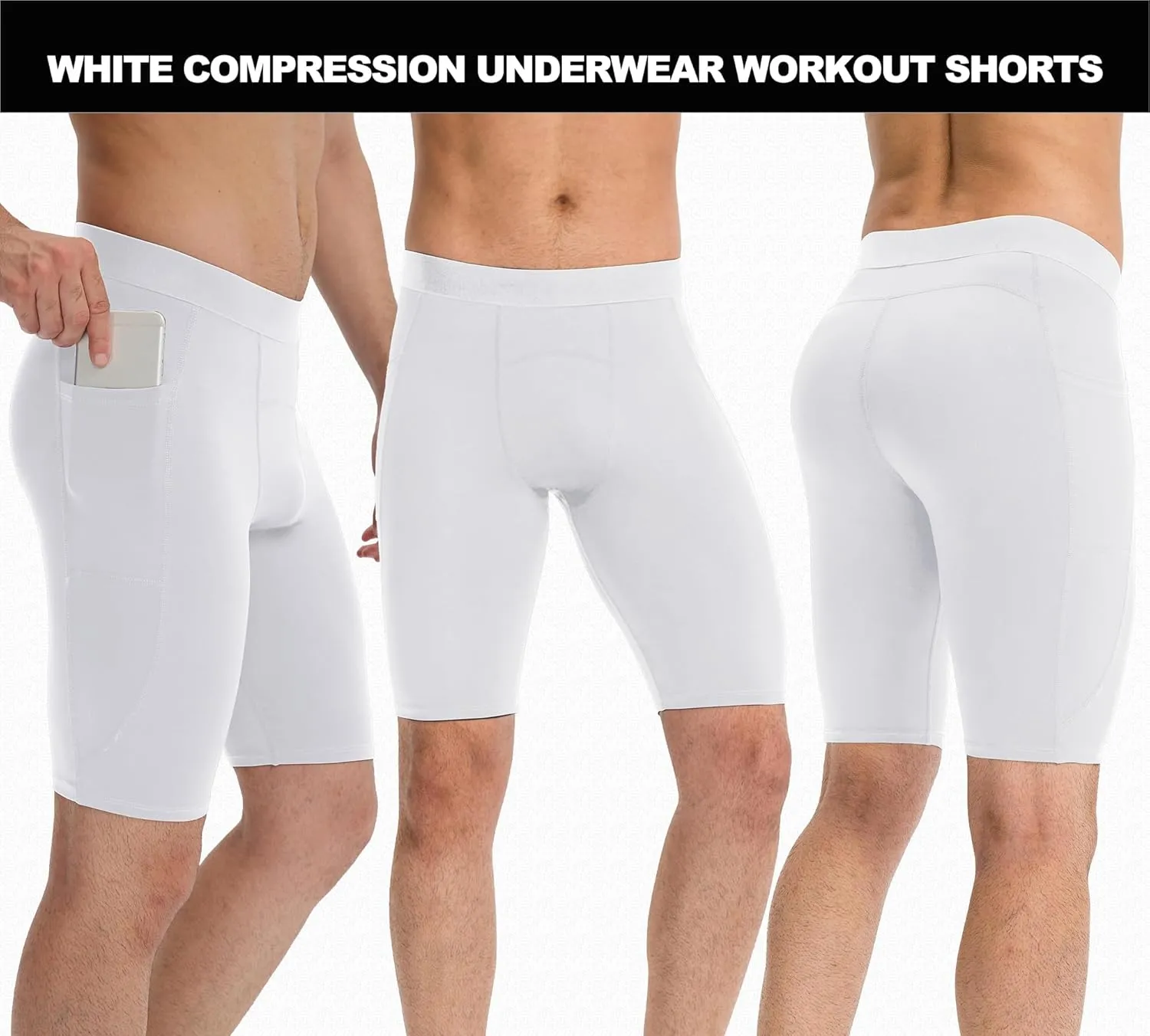 SPVISE Compression Shorts Men Spandex Sports Shorts Workout Running Gym Shorts Cool Dry Athletic Baselayer Underwear Pockets