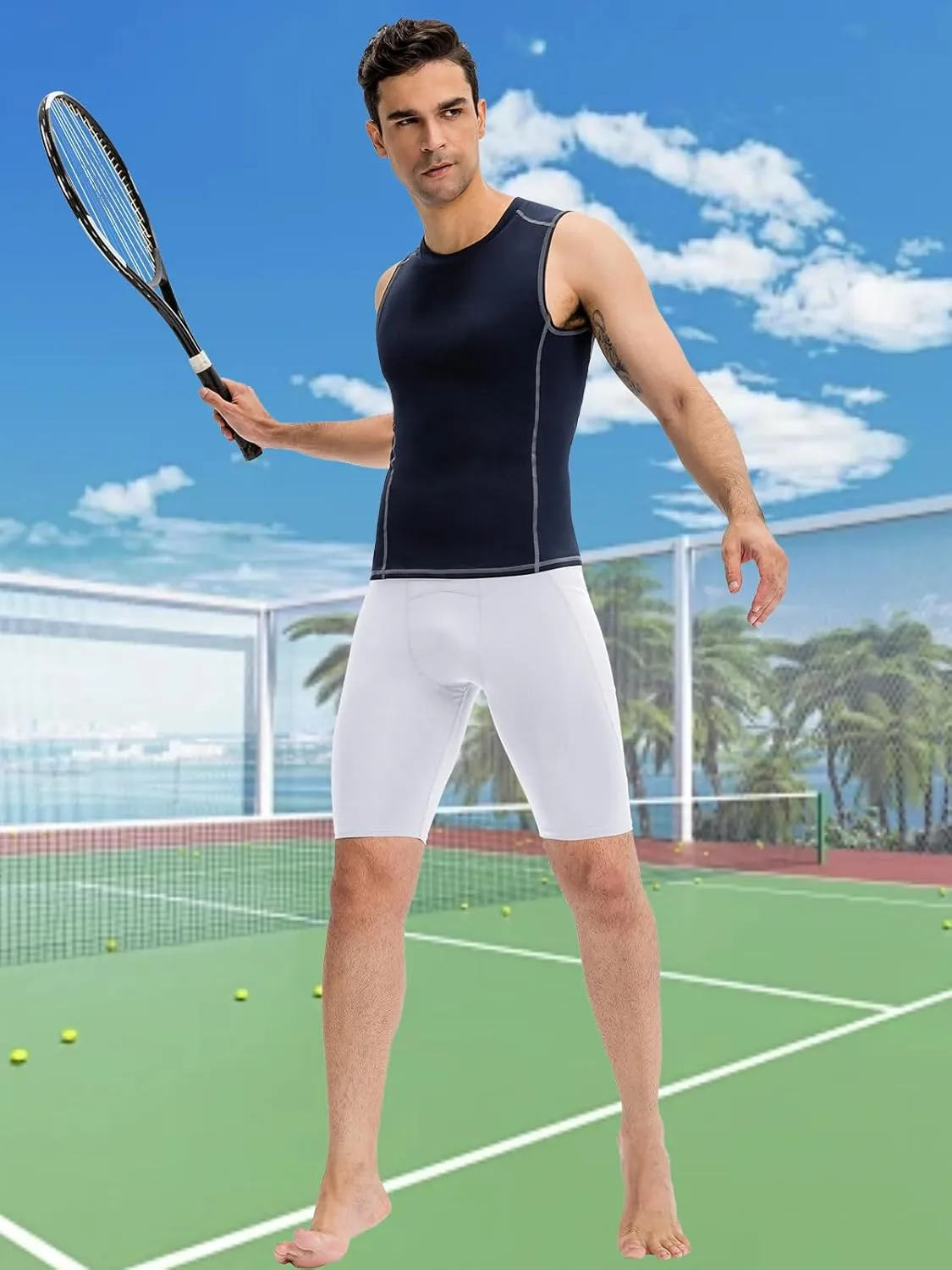 SPVISE Compression Shorts Men Spandex Sports Shorts Workout Running Gym Shorts Cool Dry Athletic Baselayer Underwear Pockets