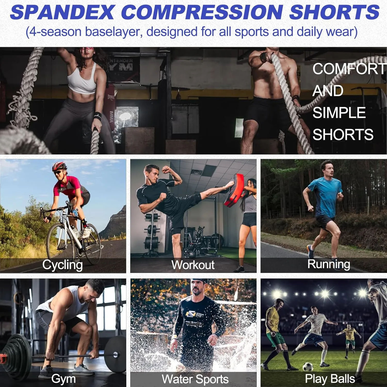 SPVISE Compression Shorts Men Spandex Sports Shorts Workout Running Gym Shorts Cool Dry Athletic Baselayer Underwear Pockets