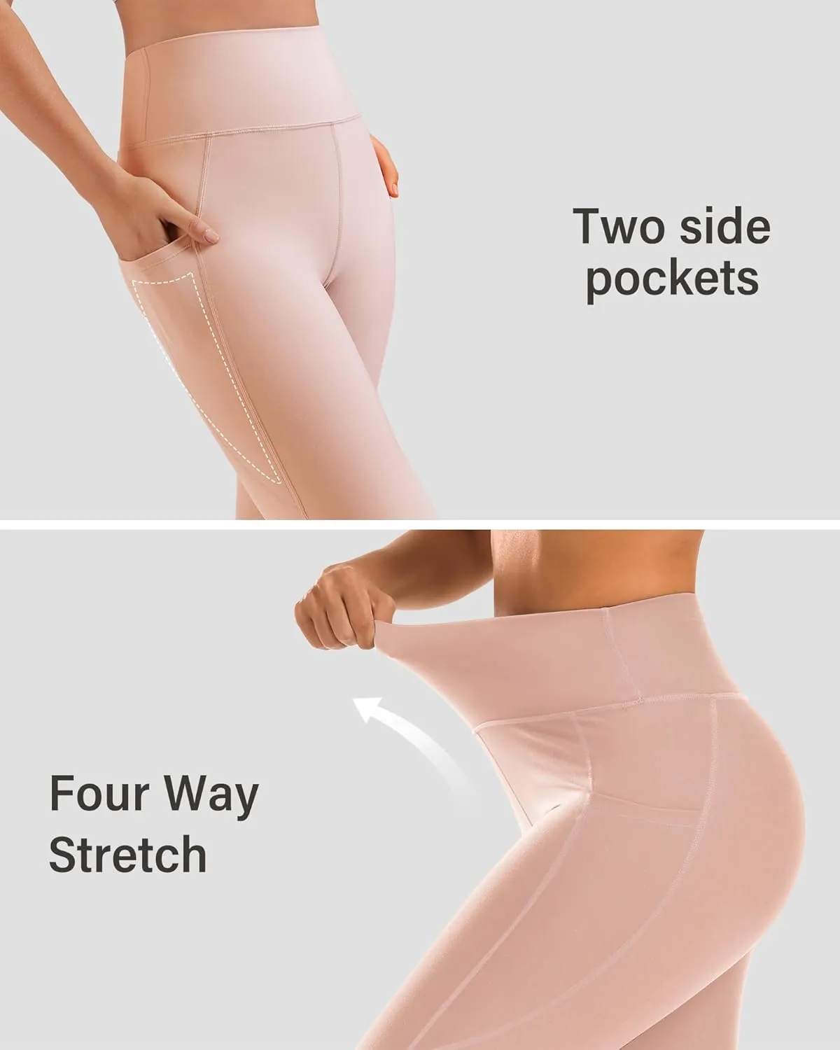 Stelle High Waisted Yoga Leggings with Pockets, Buttery Soft Workout Yoga Pants for Women Tummy Control Running Gym