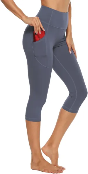 Stelle Women's Capri Yoga Pants with Pockets Essential High Waisted Legging for Workout