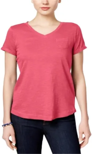 Style & Co. Women's V Neck Pocket T-Shirt -Pink Size Petite L