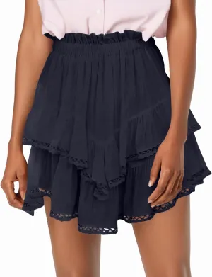 Summer Flowy Skirts for Women Trendy High Waisted Boho Tiered Ruffle Mini Skirt Y2K Cute Layered Golf Tennis Skorts