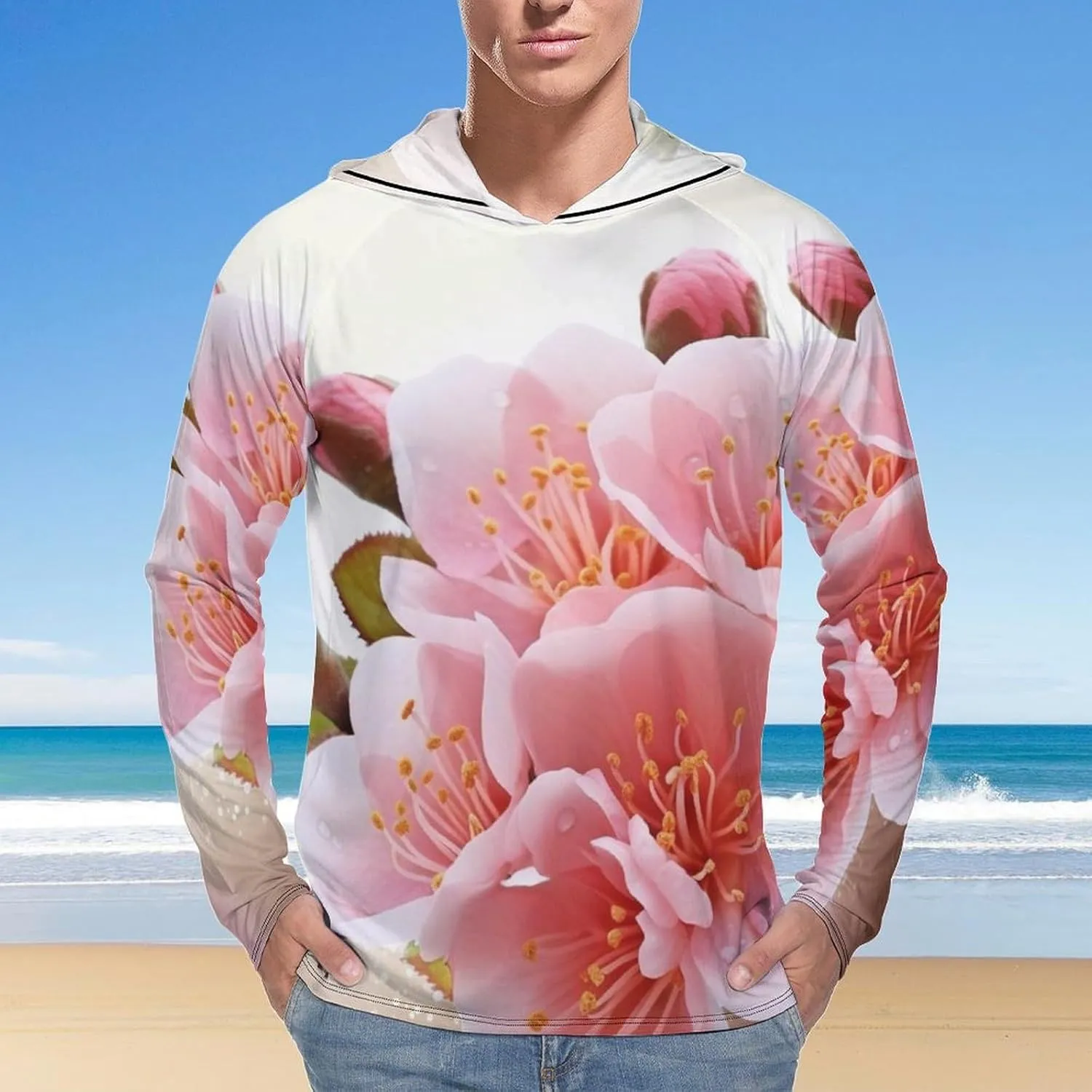 Sun Protection Shirt Long Sleeve Hoodie Blossom Lightweight Rash Guard Quick Dry Sun Shirt for Outdoor
