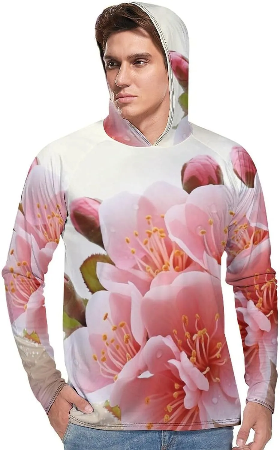 Sun Protection Shirt Long Sleeve Hoodie Blossom Lightweight Rash Guard Quick Dry Sun Shirt for Outdoor