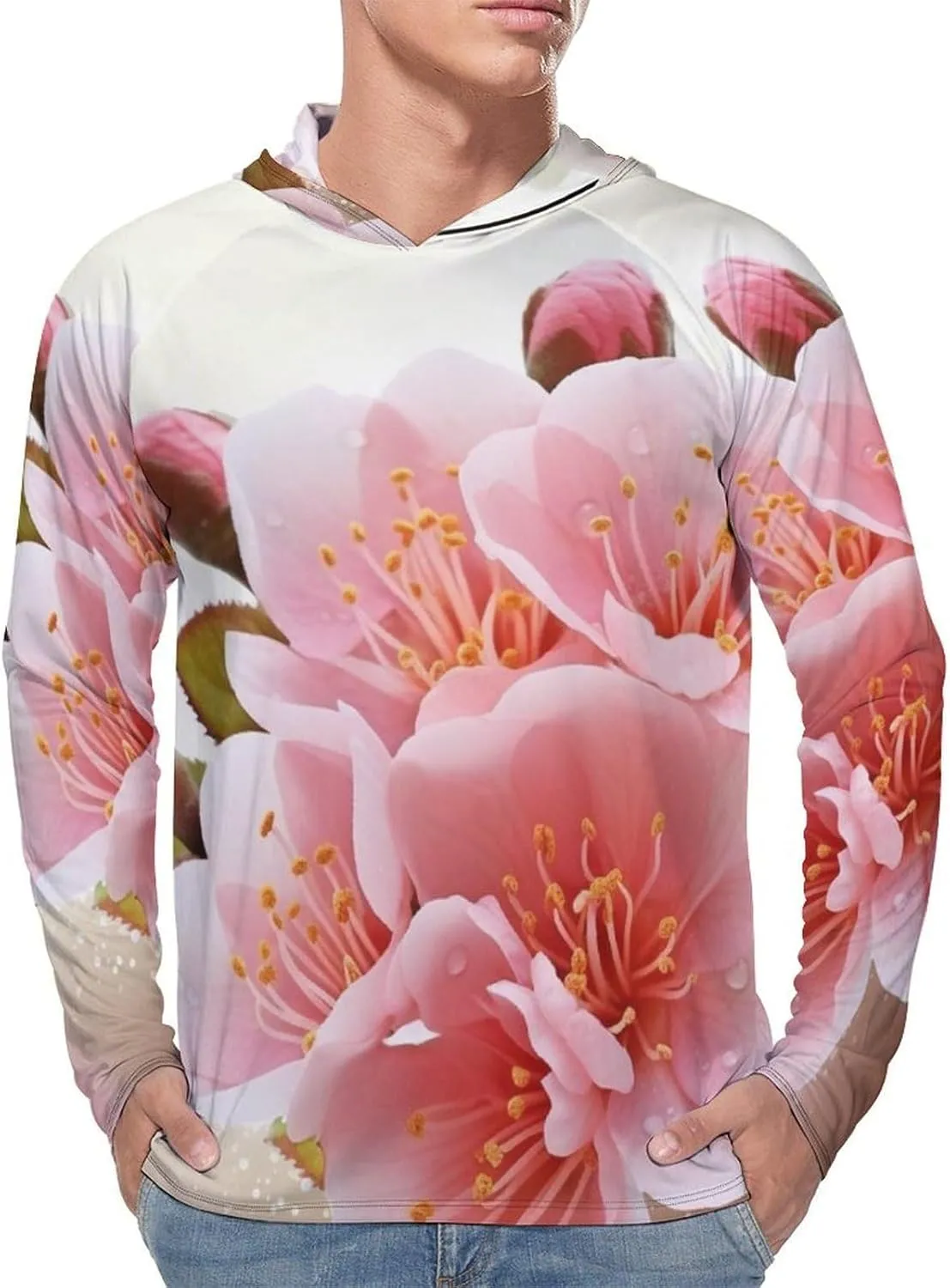 Sun Protection Shirt Long Sleeve Hoodie Blossom Lightweight Rash Guard Quick Dry Sun Shirt for Outdoor