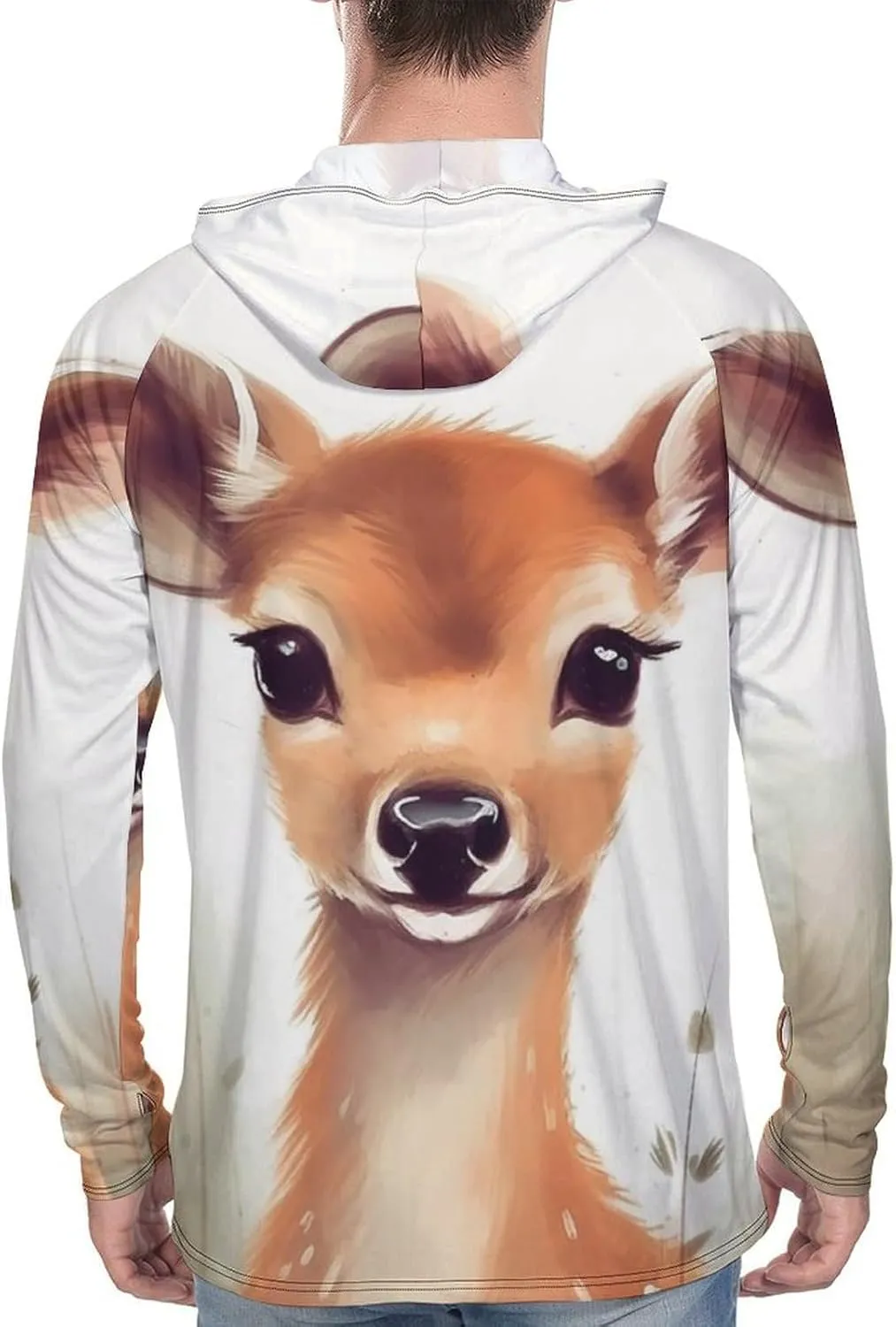 Sun Protection Shirt Long Sleeve Hoodie Cute Deer Lightweight Rash Guard Quick Dry Sun Shirt for Outdoor