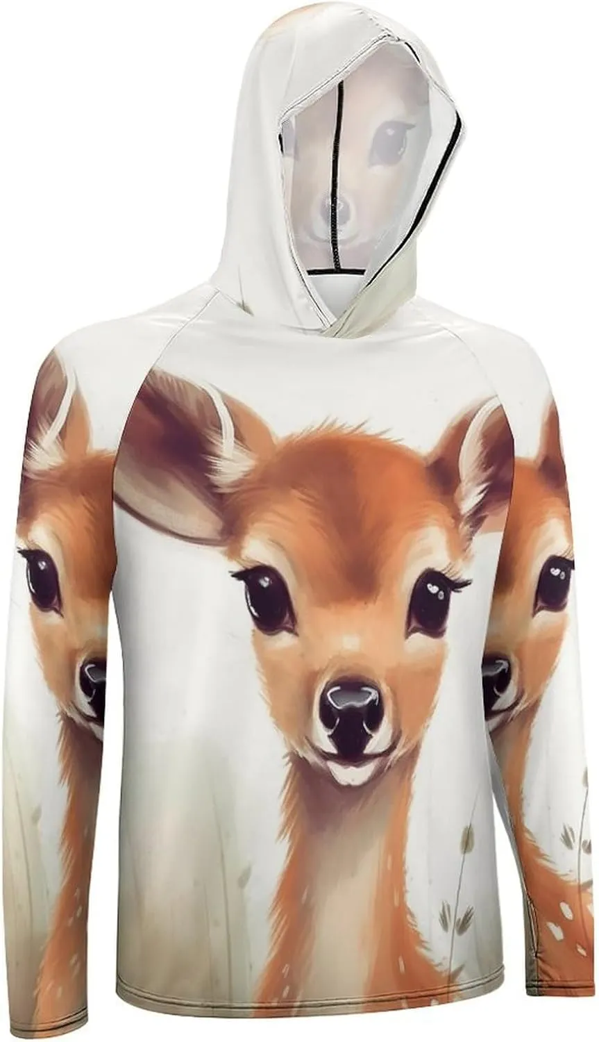 Sun Protection Shirt Long Sleeve Hoodie Cute Deer Lightweight Rash Guard Quick Dry Sun Shirt for Outdoor