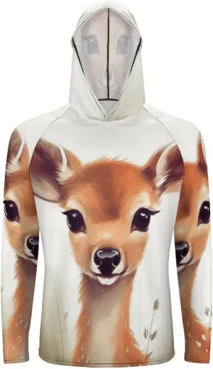 Sun Protection Shirt Long Sleeve Hoodie Cute Deer Lightweight Rash Guard Quick Dry Sun Shirt for Outdoor