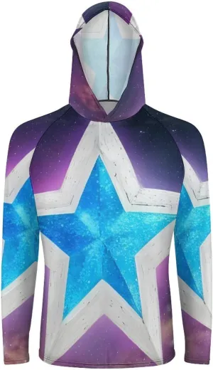 Sun Protection Shirt Long Sleeve Hoodie Stars Lightweight Rash Guard Quick Dry Sun Shirt for Outdoor