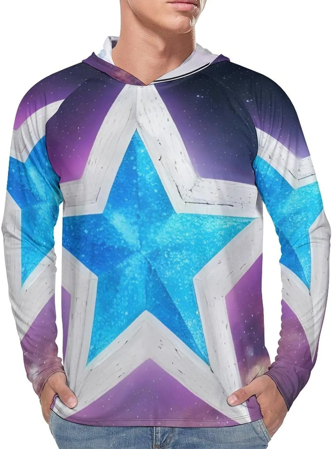 Sun Protection Shirt Long Sleeve Hoodie Stars Lightweight Rash Guard Quick Dry Sun Shirt for Outdoor