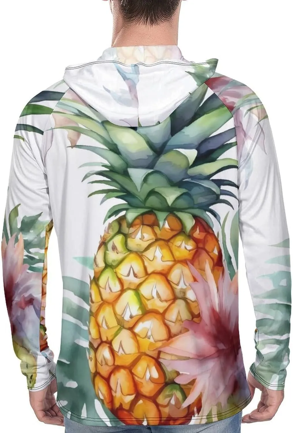 Sun Protection Shirt Long Sleeve Hoodie Tropical Pineapple Lightweight Rash Guard Quick Dry Sun Shirt for Outdoor