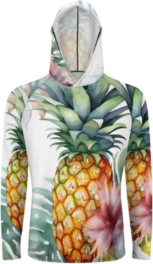 Sun Protection Shirt Long Sleeve Hoodie Tropical Pineapple Lightweight Rash Guard Quick Dry Sun Shirt for Outdoor