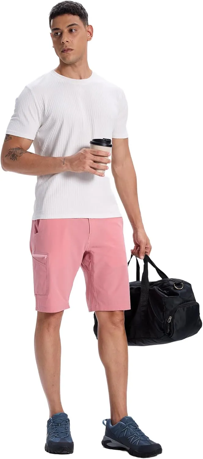 Susclude Men's Casual Shorts Stretch Golf Shorts 10" Quick Dry Summer Fishing Hiking Work Shorts with 6 Pockets