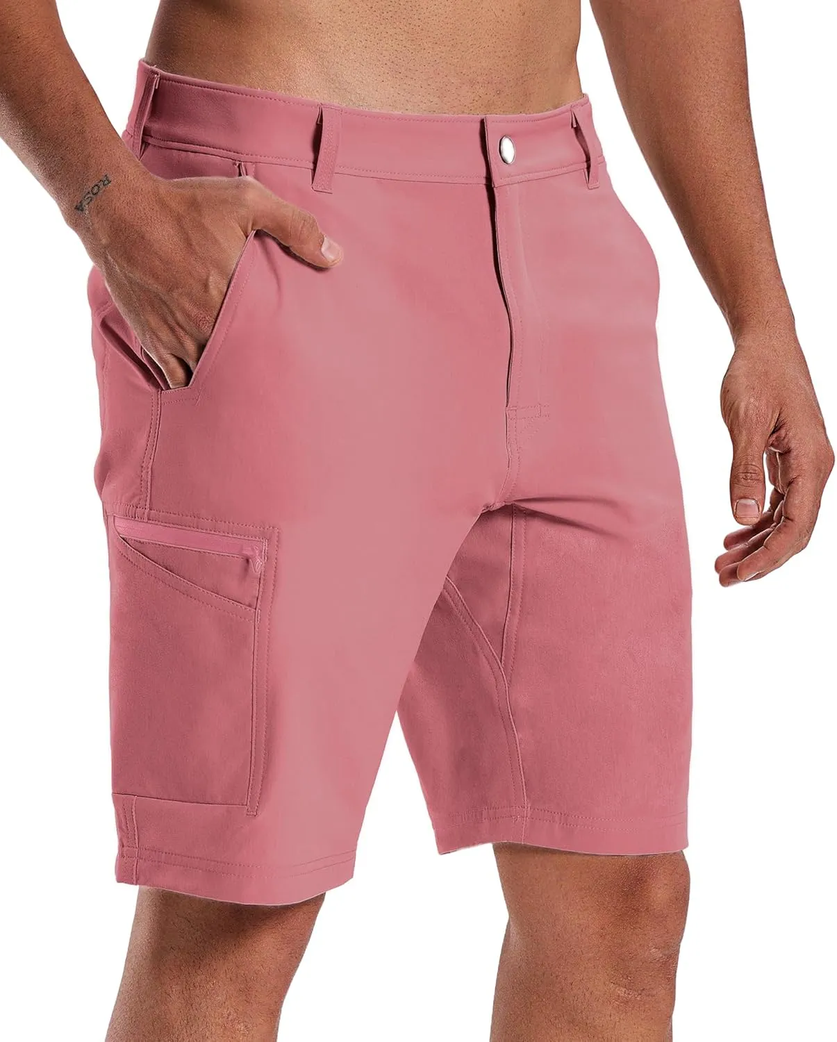 Susclude Men's Casual Shorts Stretch Golf Shorts 10" Quick Dry Summer Fishing Hiking Work Shorts with 6 Pockets