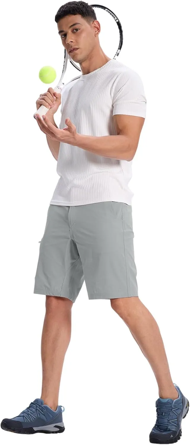 Susclude Men's Casual Shorts Stretch Golf Shorts 10" Quick Dry Summer Fishing Hiking Work Shorts with 6 Pockets