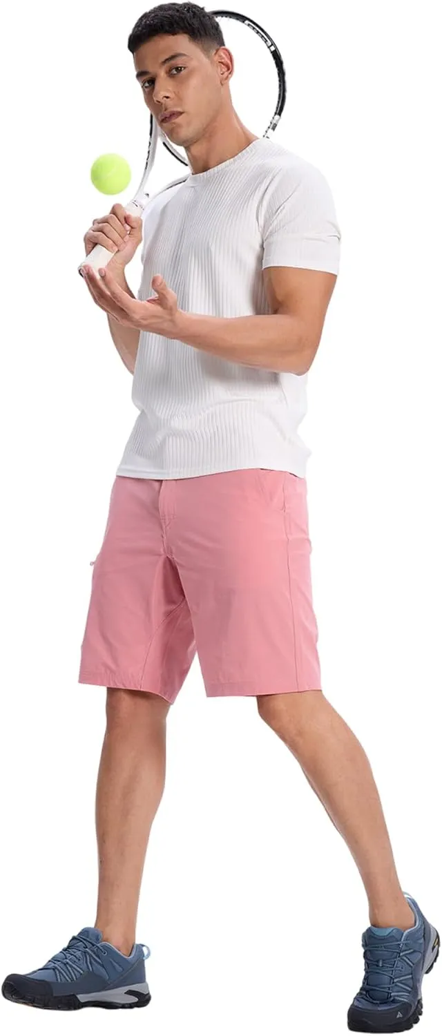 Susclude Men's Casual Shorts Stretch Golf Shorts 10" Quick Dry Summer Fishing Hiking Work Shorts with 6 Pockets