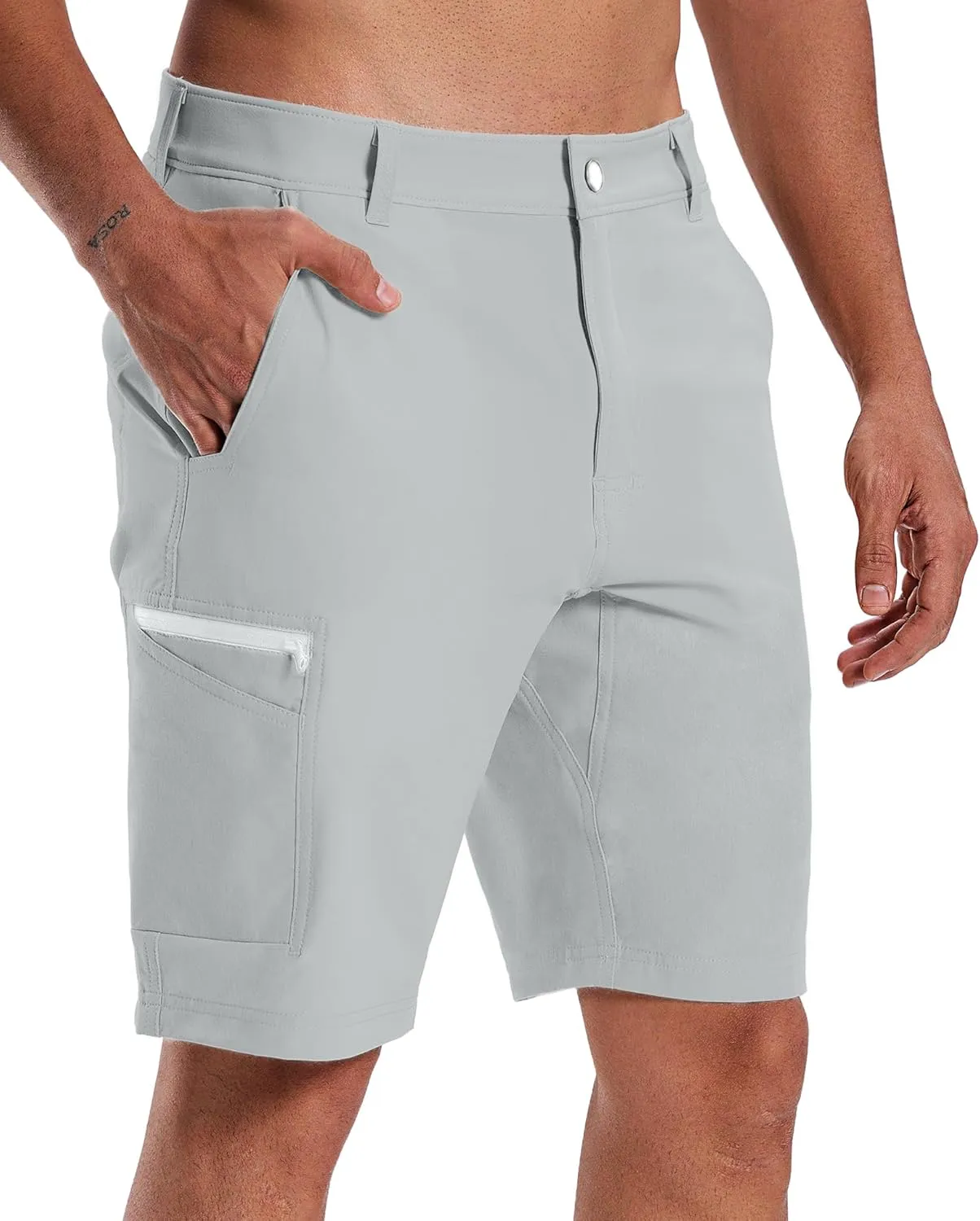 Susclude Men's Casual Shorts Stretch Golf Shorts 10" Quick Dry Summer Fishing Hiking Work Shorts with 6 Pockets