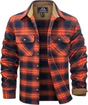 TACVASEN Men's Flannel Shirts Cotton Plaid Shirt Long Sleeve Button Up Shirt Jackets with 2 Chest Pockets